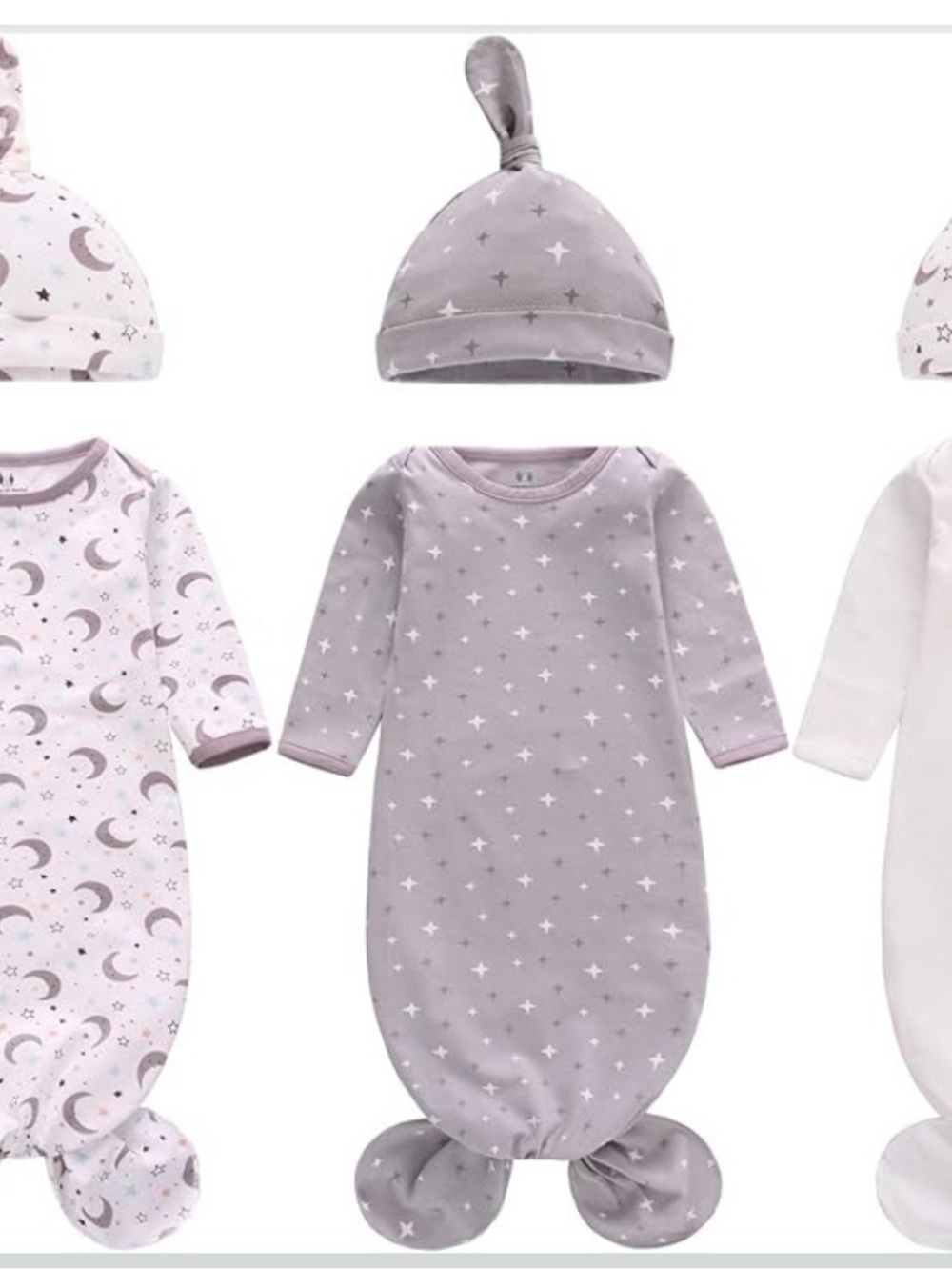 Newborn Miracle Baby Star-Print Sleep Gown with Knot Hat - unused!